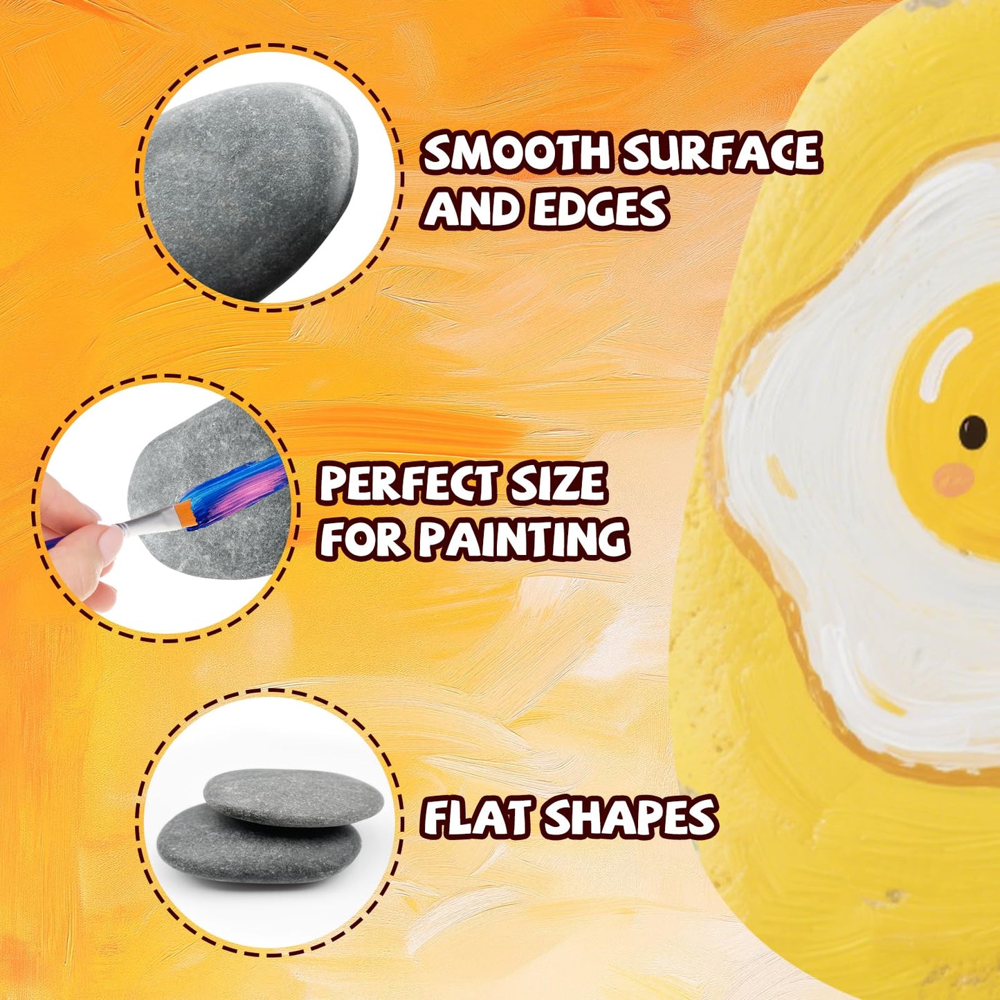 Reeplan 16PCS Rocks for Painting, 3-4 Inches Natural Smooth River Rocks for Painting, Flat Stones for Crafts and Decorations, Kindness Stones for DIY Arts(16)