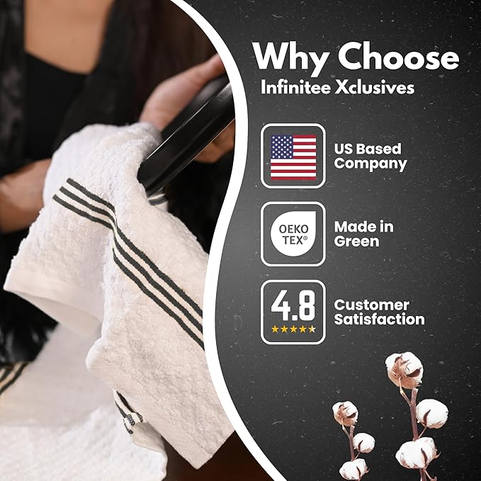 Infinitee Xclusives Premium Kitchen Towels – Pack of 3, 100% Cotton |15 x 25|
