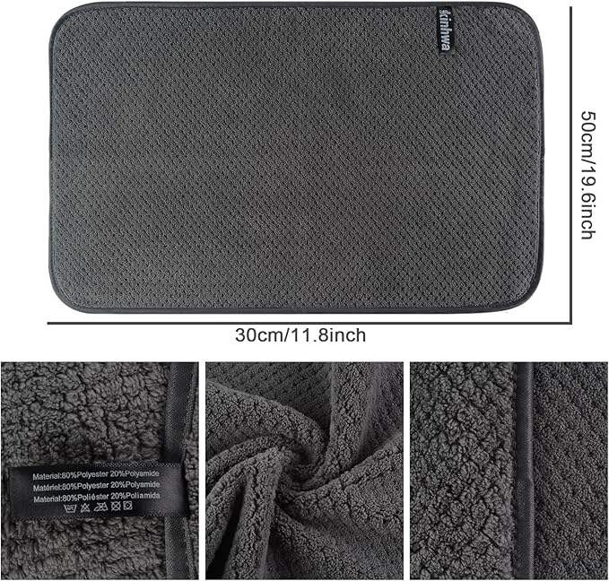 KinHwa Microfiber Hand Towels for Bathroom Soft and Absorbent Face Towels Grey