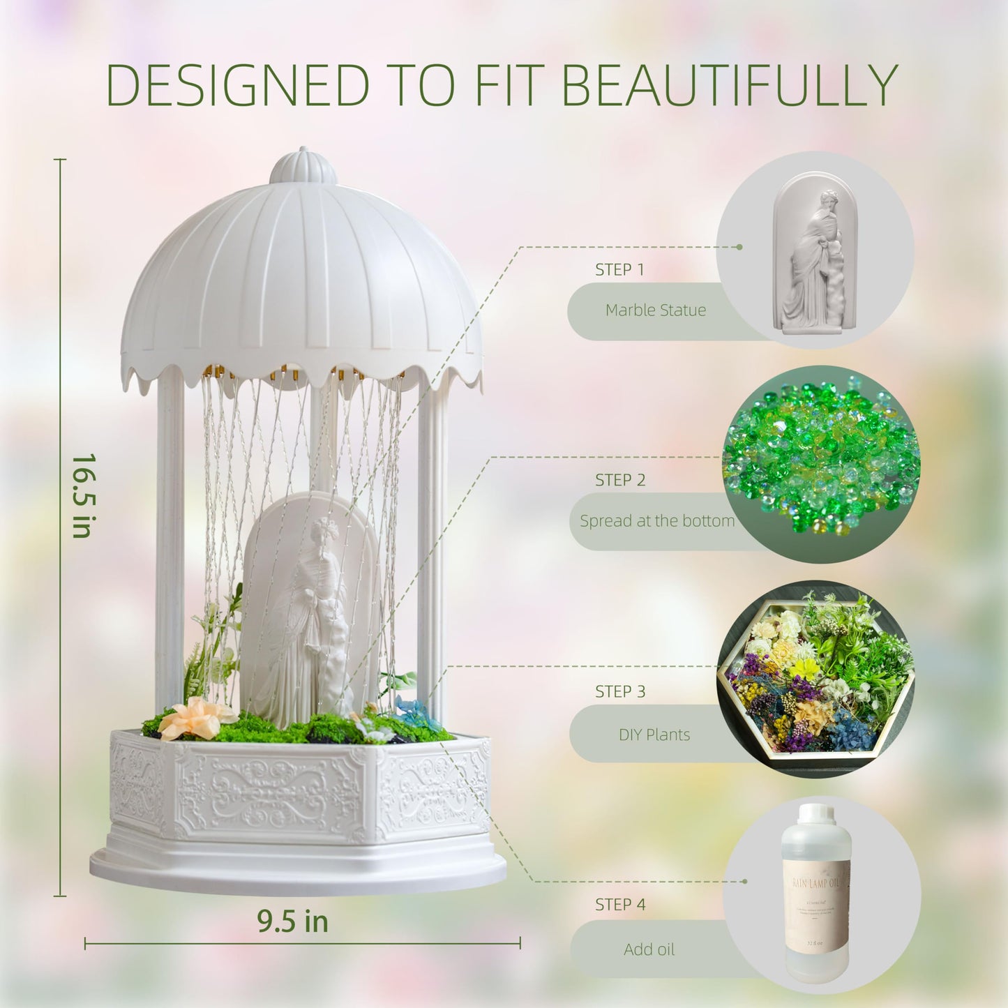 LumiRuiss Eternal Flow | MINI Vintage Rain Oil Lamp & Aroma Diffuser | Kinetic Art Display Stand for Collectibles | Mid-Century Modern Aesthetic Mood Lighting for Home & Studio
