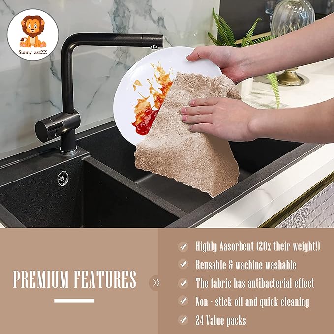 Sunny zzzZZ 24 Pack Kitchen Dishcloths