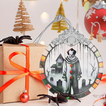 Spooky Clown Stained Glass Orament - Christmas Ornament - Christmas Decorations for Tree - Holiday Present ldeas - Gift Exchange