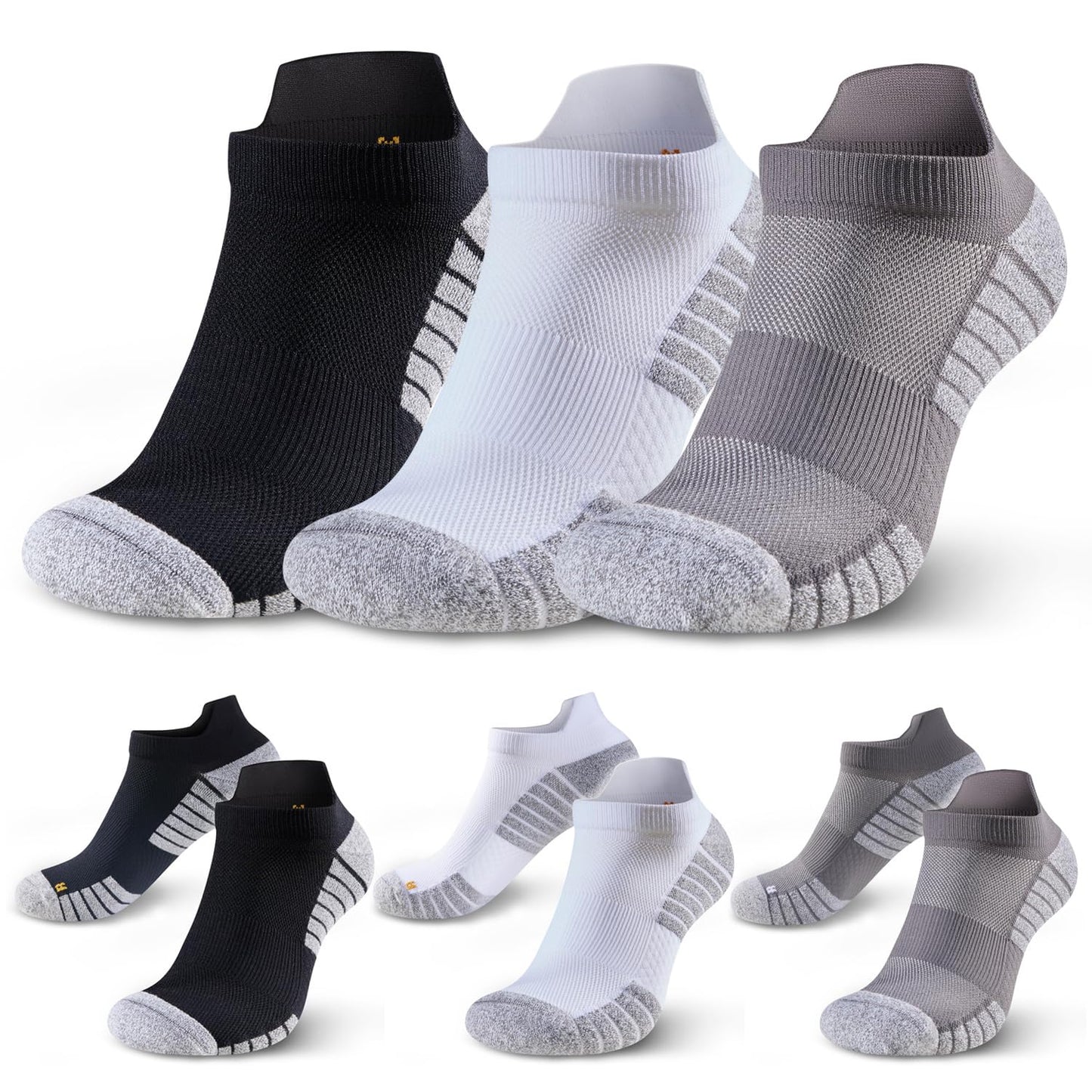 HUEGLO 3 Pairs Neuropathy Compression Socks For Women Men Neuro Ankle Trainer Running Sports Sock Non slip Plantar Fasciitis Support Socks (UK, Alpha, M, Regular, Regular, Black+Grey+White)