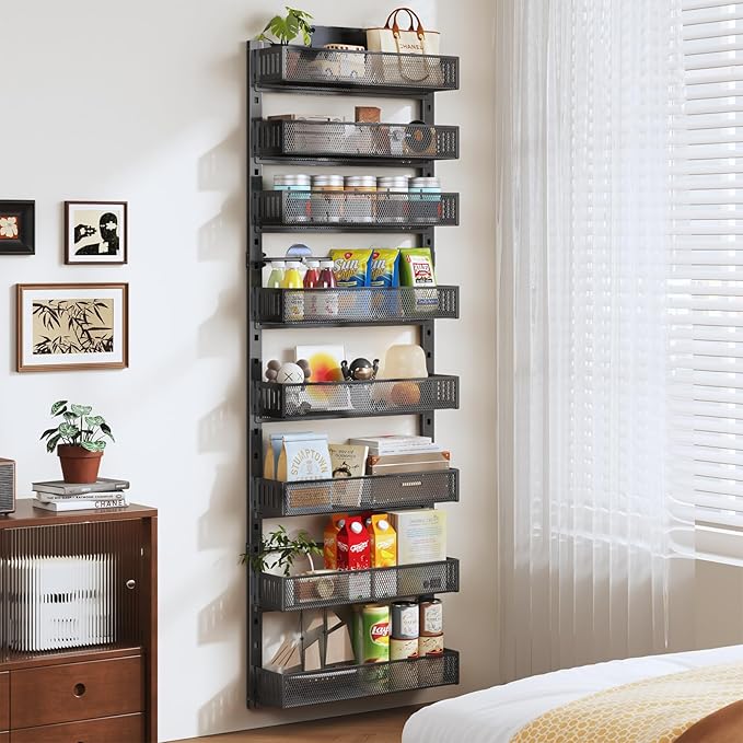 Pantry Door Organizers and Storage, 6-Tier Large Wide Metal Heavy-Duty Frame