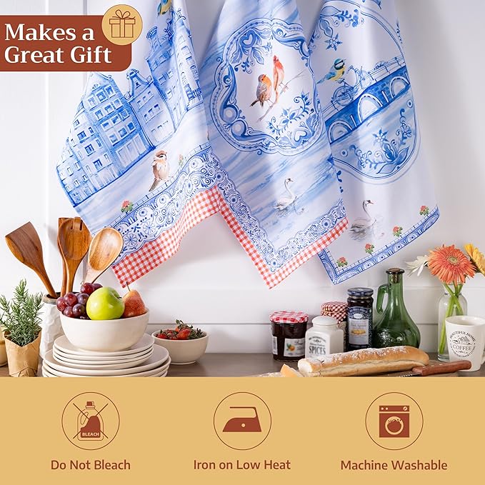 Maison d' Hermine Kitchen Towels Set of 3 100% Cotton 27.50" x 20" Reusable