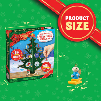 JOYIN Christmas 24 Days Countdown Advent Calendar with a Tabletop Wooden Christmas Tree and 28 Ornaments Snowman Santa Decorations for Boys, Girls and Kids Party Favors, Classroom Prizes, Xmas Gift