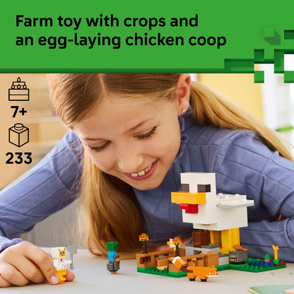 LEGO Minecraft Chicken Farm Building Toy for Kids - Video Game Playset & Figures for Boys & Girls, Ages 7+ - Gift for Birthdays - 21585