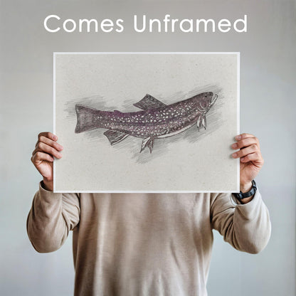 DREAM BIG PRINTABLES Fish Sketches Art Prints (Set of 6) - Unframed - 8x10 | Fishing Wall Decor for Fisherman