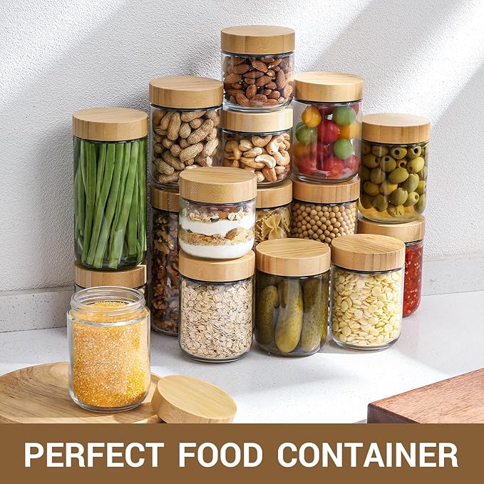 NETANY 4-pack 16oz Glass jars