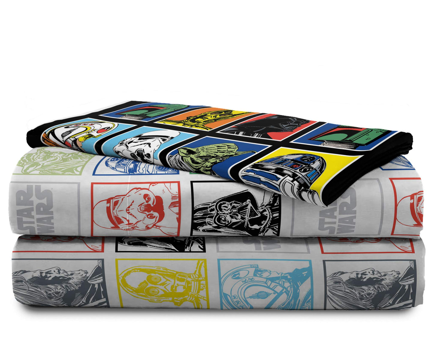 Jay Franco Kids Sheet Set with Fitted, Flat Sheets & Pillow Cover - Ultra-Soft Bedding with Pillowcase for Room Decor, Multi - Star Wars, 3 Piece Twin