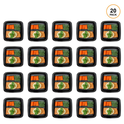 Freshware Meal Prep Containers [20 Pack] 1 Compartment Food Storage Containers with Lids, Bento Box, Stackable, Microwave/Dishwasher Safe (48 oz)