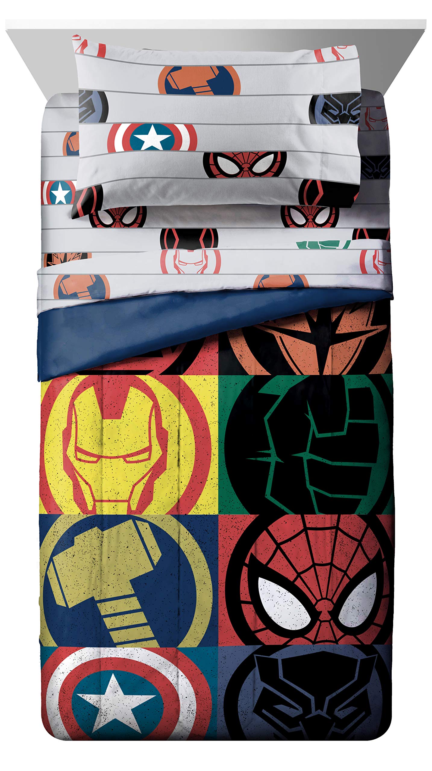 Jay Franco Marvel Avengers 5 Piece Twin Comforter Set - Bed in a Bag with Captain America, Hulk, Iron Man, Thor - Super Soft Fade Resistant Microfiber Kids Superhero Bedding (Official Marvel Product)