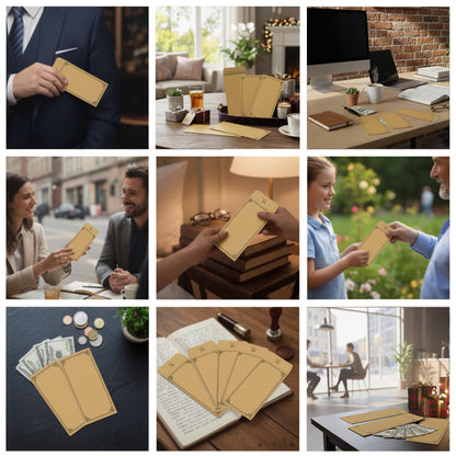 Envelex 100 Pack Brown Cash Envelopes with Black Pen, 3.2" x 6.6" 130 GSM Paper Envelopes with Gummed Flap for Seed Packets, Key Envelopes, Jewelry, Ticket Envelope & Small Parts