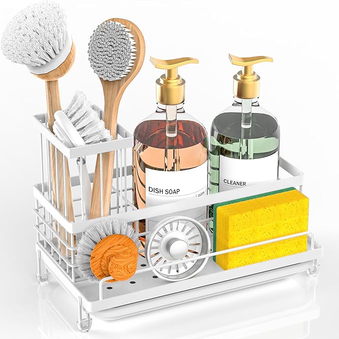 Cisily Stainless Steel Kitchen Sink Caddy Organizer, Sponge Holder