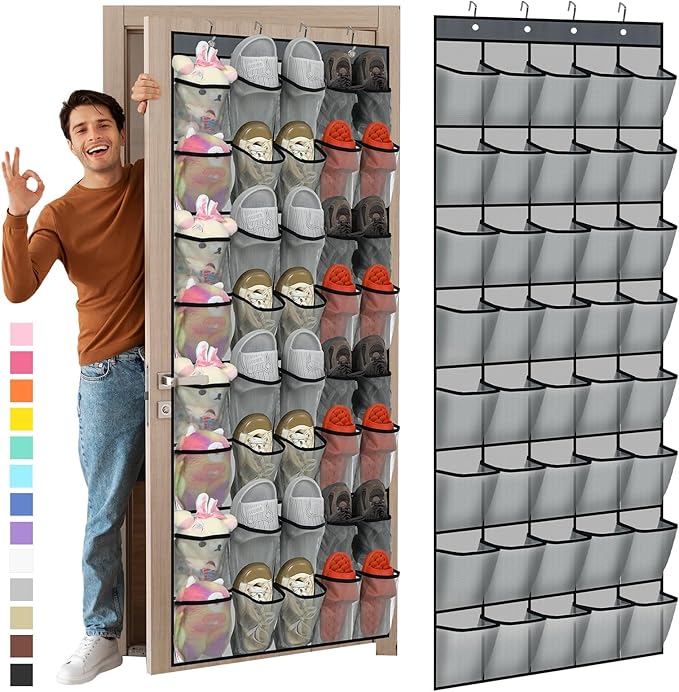 Windyun 40 Over The Door Shoe Organizer, Large Mesh Pocket Hanging Shoe Rack