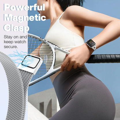 Slim Milanese Loop Compatible with Apple Watch Straps 38mm 40mm 41mm 42mm 44mm 45mm 46mm Series 11 10 9 8 7 6 5 4 SE 3 2 1 Womens,Thin Magnetic Metal band with X-Shape Diamond Clasp for iWatch Straps