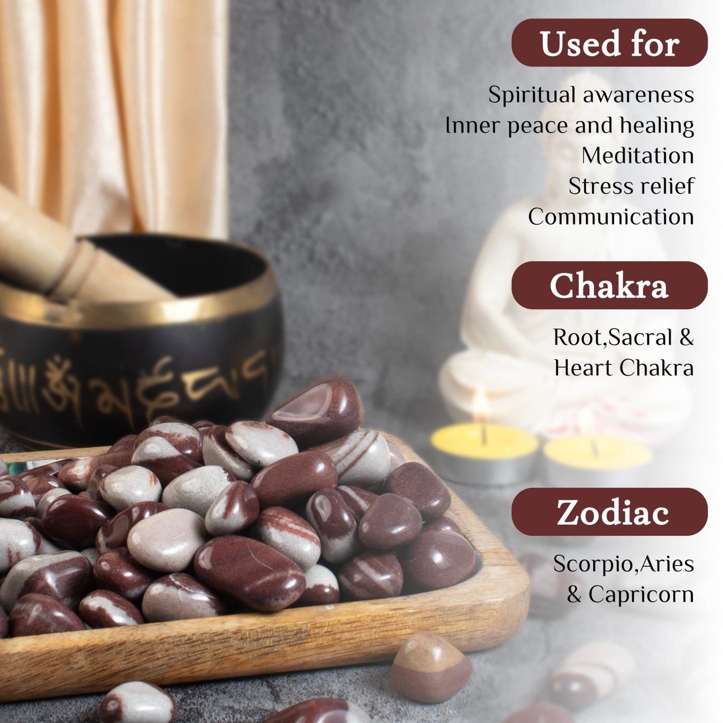 ZAICUS 1lb Narmada Tumbled Stones | Polished Crystals Healing | Natural Stones | Feng Shui | Chakra Balancing | Good Luck | Reiki Gift | Home Decor | Size 20-25 mm