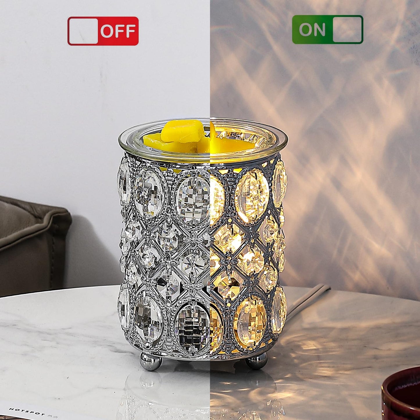 Leyoue Wax Warmer Wrought Iron Crystal Wax Melt Warmer Electric Oil Burner Wax Melt for Gifts & Decor, Home, Office, SPA,Bedroom