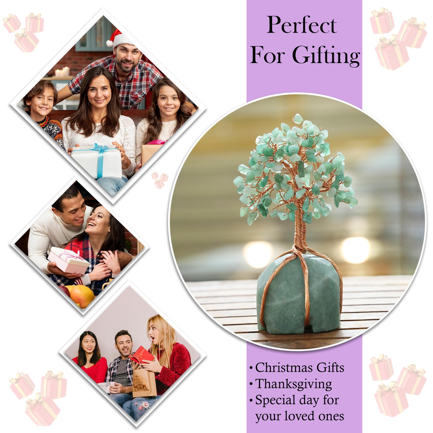 Crocon® Green Aventurine Crystal Tree, Birthday Gifts for Women, Men & Friends, Green Aventurine Stone Base Tree of Life Decor for House, Sister Gift, Birthday Gifts for Mom & Dad, House Warming Gift