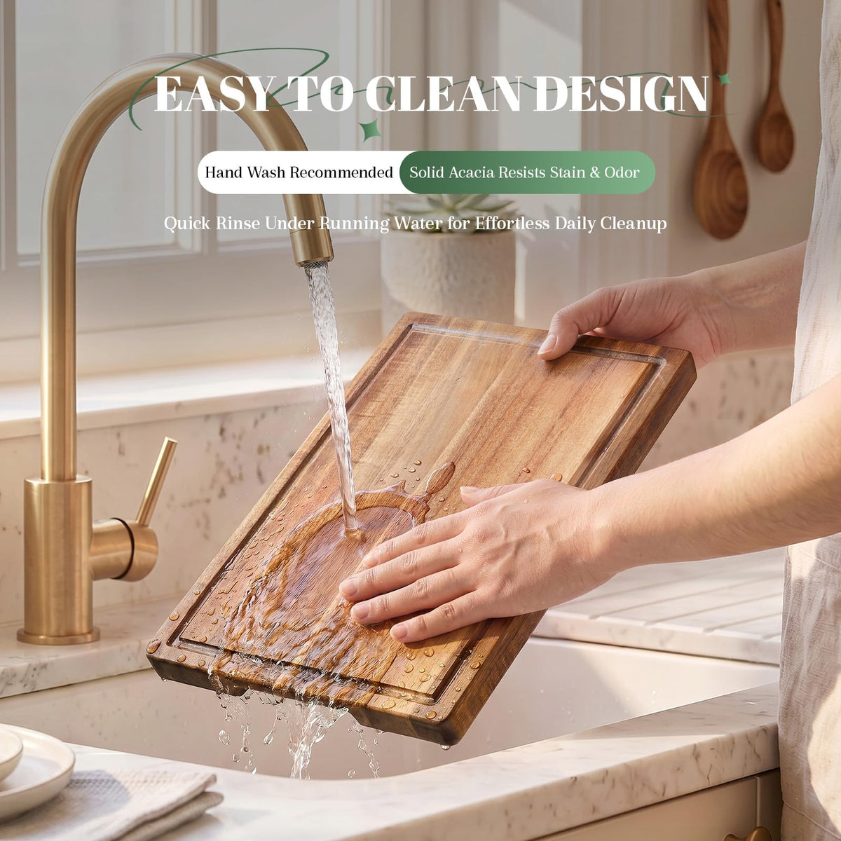 Cutting Boards for Kitchen with Wood Storage Stand Chopping Board Acacia Wood Cutting Board Juice Groove Easy-Grip Handles,Serving Tray for Charcuterie Meat Vegetables(Multi-Size Set | 3 Pack)