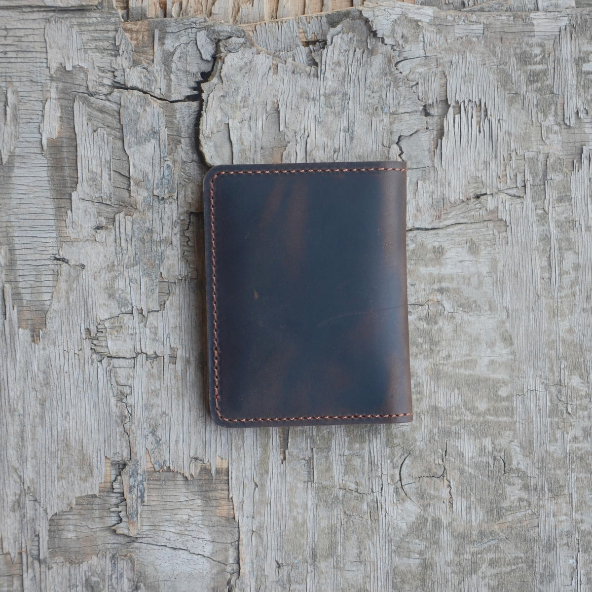 JJNUSA Handmade Distressed Men's Minimalist Leather Wallet Card Holder Wallets for Gifts style2 Darkbrown