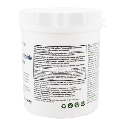 2 Pounds / 907 g Magnesium Chloride Powder | Hexahydrate | Pharmaceutical Grade Ingredients | Crystal Powder | Pure Ph. EUR., BP, USP, 100% - Muscle Pain Relief | Heiltropfen®