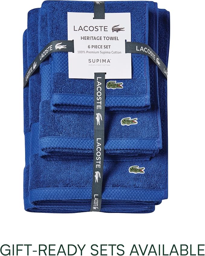 Lacoste Heritage 100% Supima Cotton Tub Mat, Surf Blue, Premium Super Soft Bath