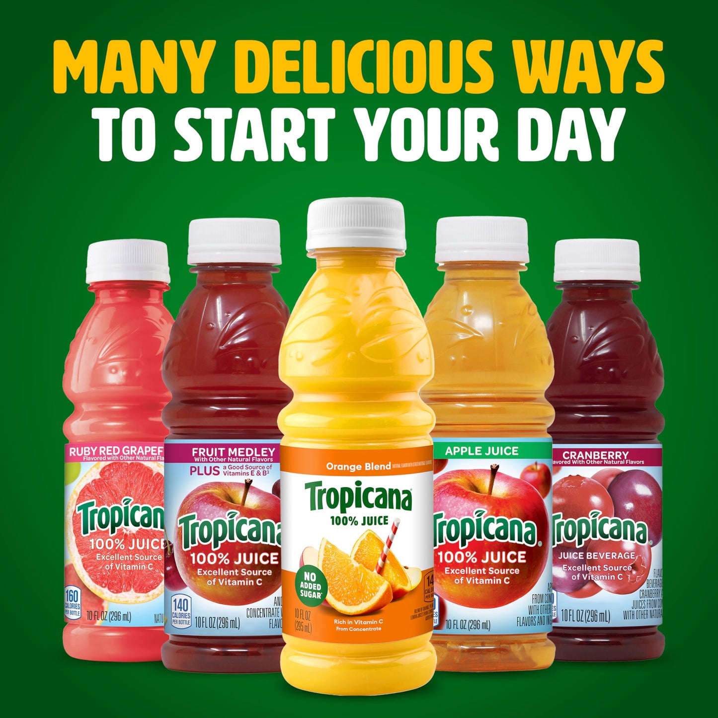 Tropicana 100% Juice 3-flavor Classic Variety Pack,10 Fl Oz (Pack of 24)