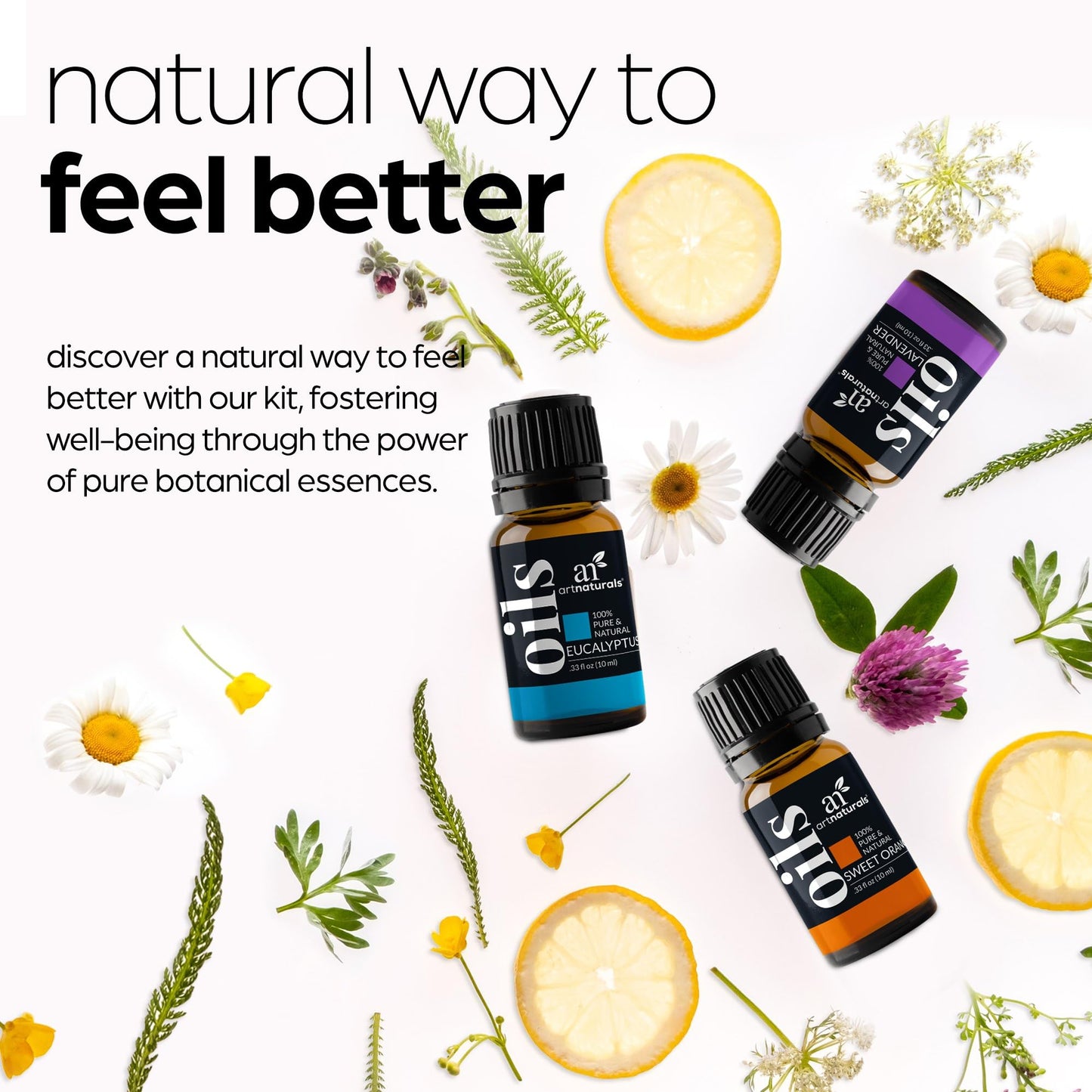 ArtNaturals Aromatherapy Top-6 Essential Oil Set - (6 x 10ml Bottles) - 100% Pure of The Highest Therapeutic Grade - Premium Gift Set – Lavender, Peppermint, Tea Tree, Eucalyptus