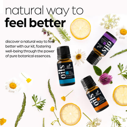 ArtNaturals Aromatherapy Top-6 Essential Oil Set - (6 x 10ml Bottles) - 100% Pure of The Highest Therapeutic Grade - Premium Gift Set – Lavender, Peppermint, Tea Tree, Eucalyptus