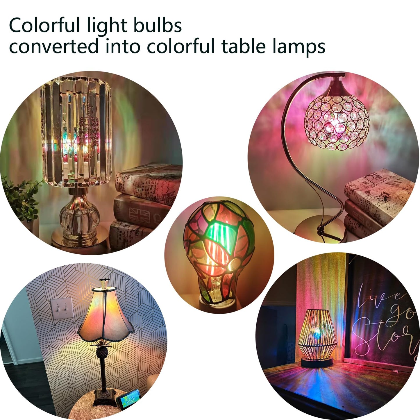 POXIN Dimmable Stained Glass LED Light Bulb,E26 Base Warm Light 2700K 5 Watts A19/A60 LED Light Bulbs,Sunflower Tiffany Lamp for Bedside Living Room Dormitory Dining Room Decorate Gift 2Pack