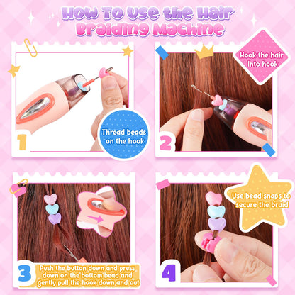 Gifts for Girls: Hair Accessories & Toys Age 5-12 - DIY Hair Princess Decoration Braiding Kit with Gems Stamper