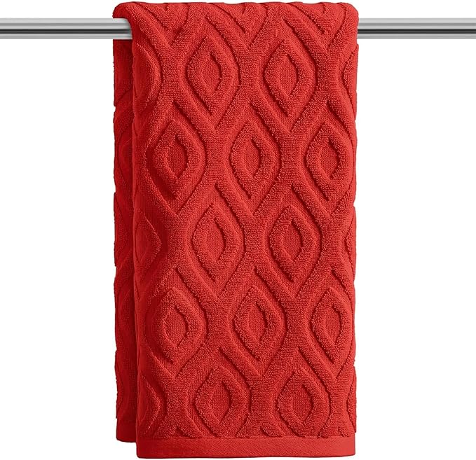 Artoid Mode 1 Pc Red 3D Diamond Grid Jacquard Hand Towels