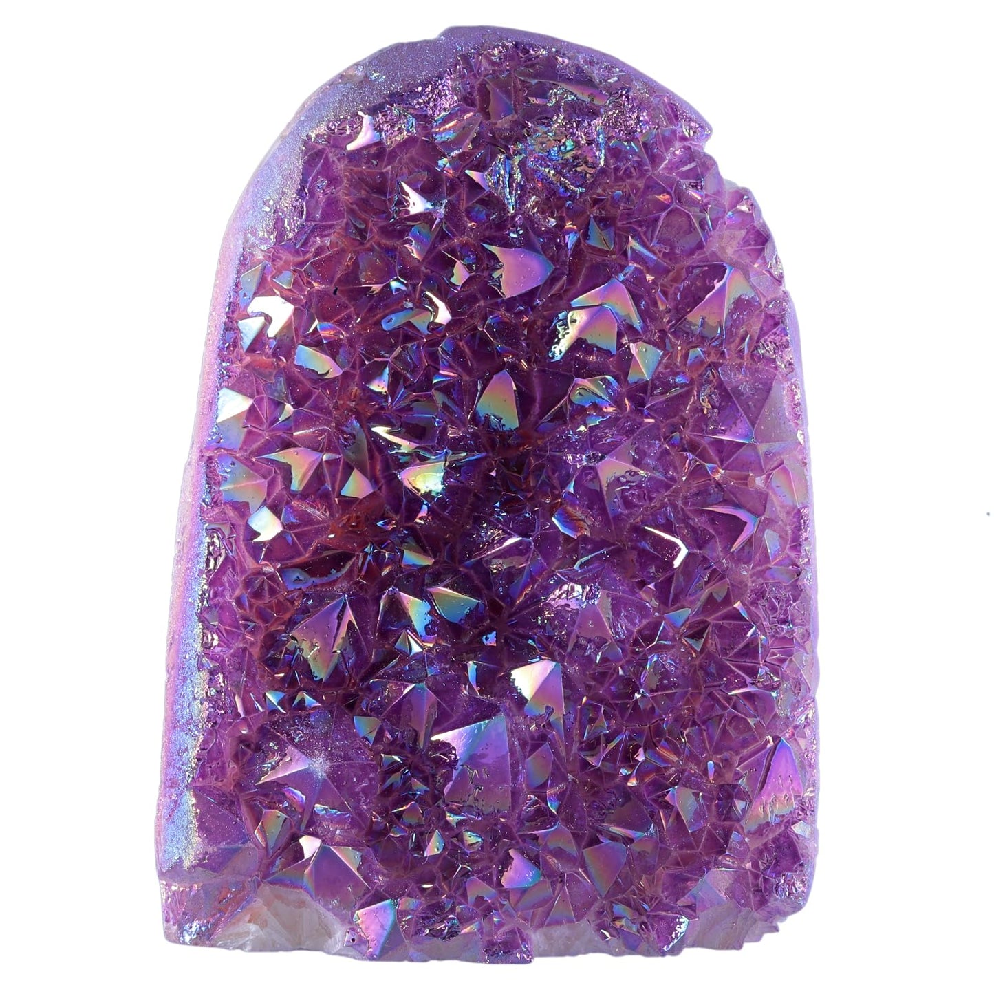 dssmboom Titanium Coated AB Rainbow Rock Quartz Crystal Cluster for Home Decor, Irregular Stone Geode Specimen Mineral for Meditation Spiritual Healing, Purple