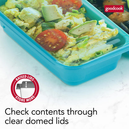 GoodCook Food Storage Containers for Meal Prep Rectangle Two Compartments & Made without BPA, 60-Piece Set, Teal