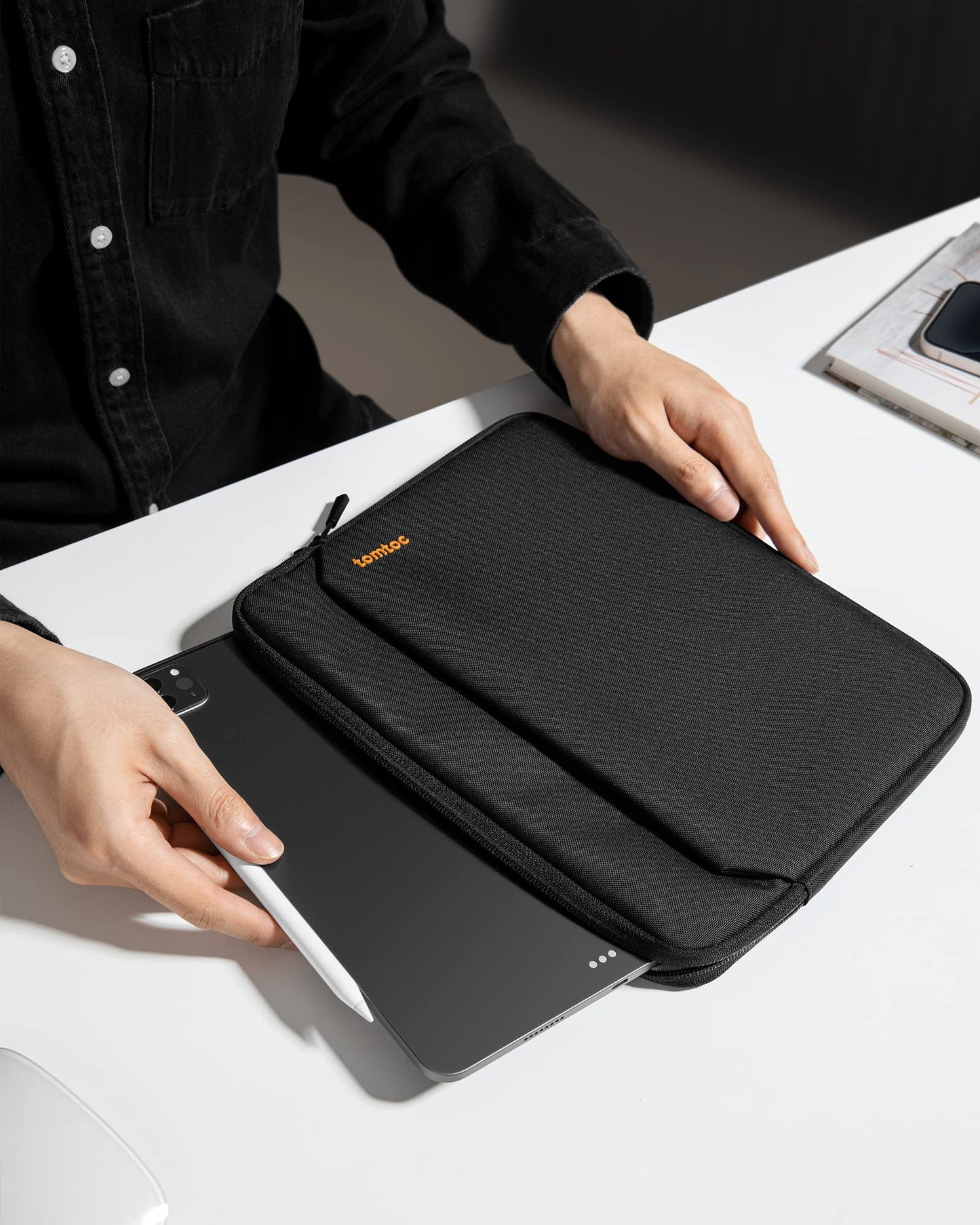 tomtoc Tablet Sleeve Bag for 13 Inch iPad Pro M4 & iPad Air M3 2025 M2 2024, 12.9-in iPad Pro M2&M1 6th/5th, with Magic/Smart Keyboard Folio, for 12,4 Inch Galaxy Tab S9+/S8+, Surface Pro 10/9, Black