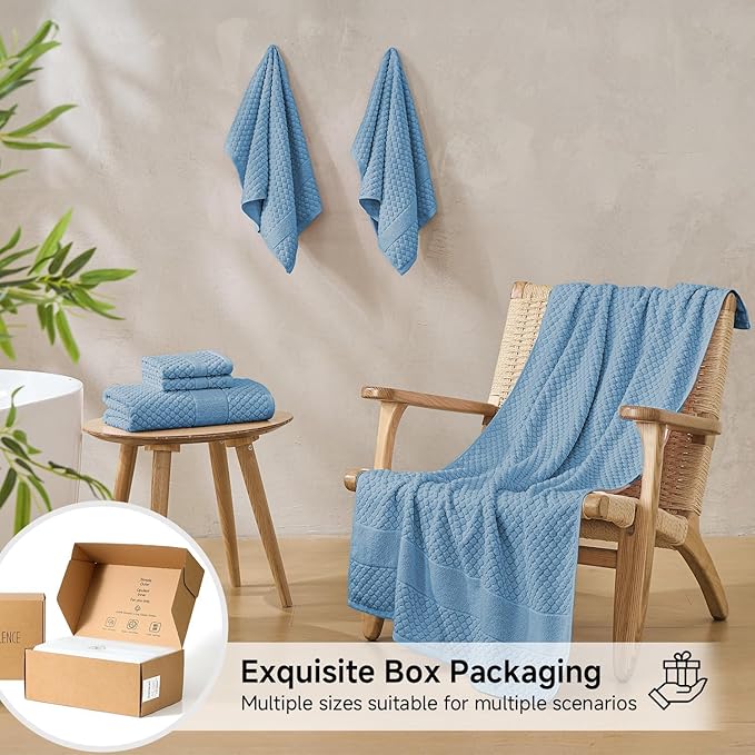 Simple&Opulence 6 Piece Luxury Towel Set, 100% Cotton Bathroom Towels