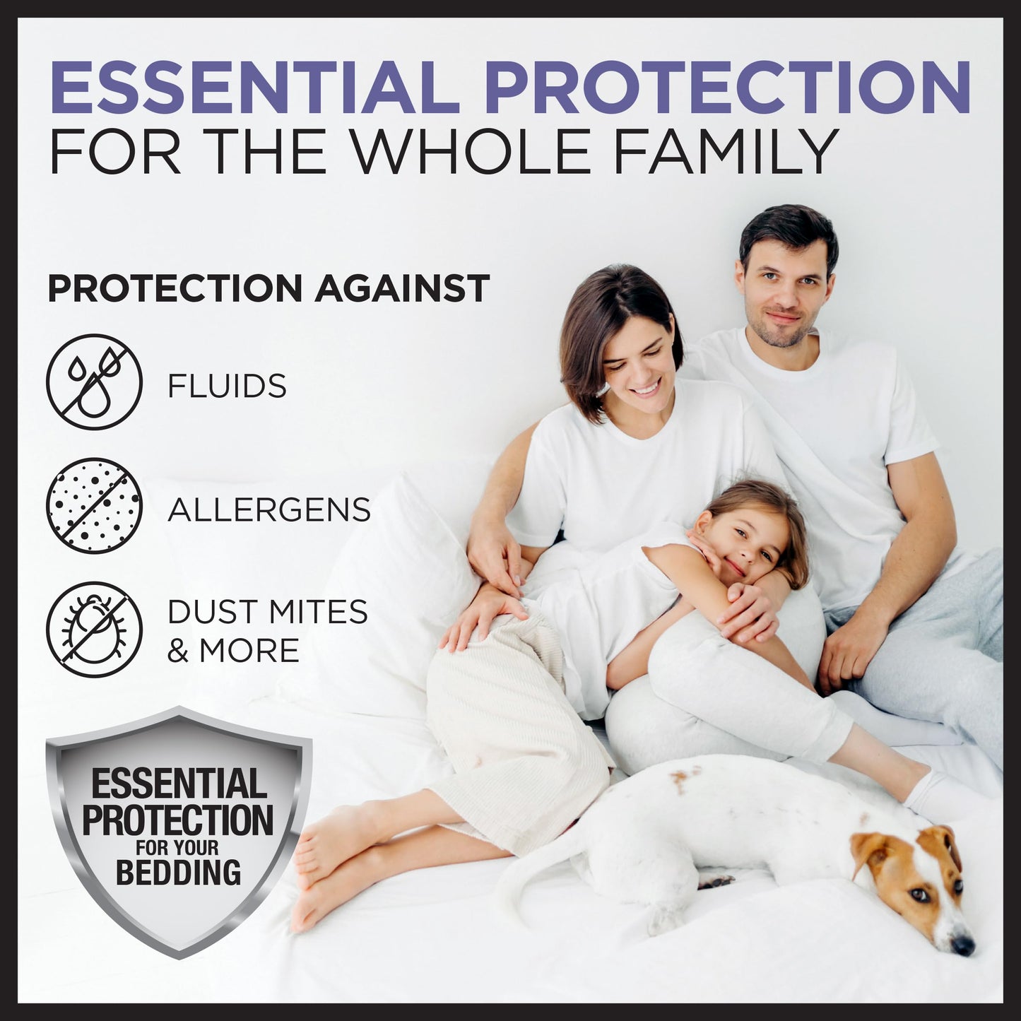 Protect-A-Bed Essential Mattress Pad Queen, 100% Waterproof, Dust Mite Barrier Mattress Pad, Breathable & Quiet, Antimicrobial, Fits 11"-18" Mattresses
