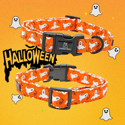 Lionheart glory Halloween Dog Collar Fall Dog Collars Heavy Duty Adjustable Dog Collar for Small Collar Dog Female or Male Dog Collar, Ghost