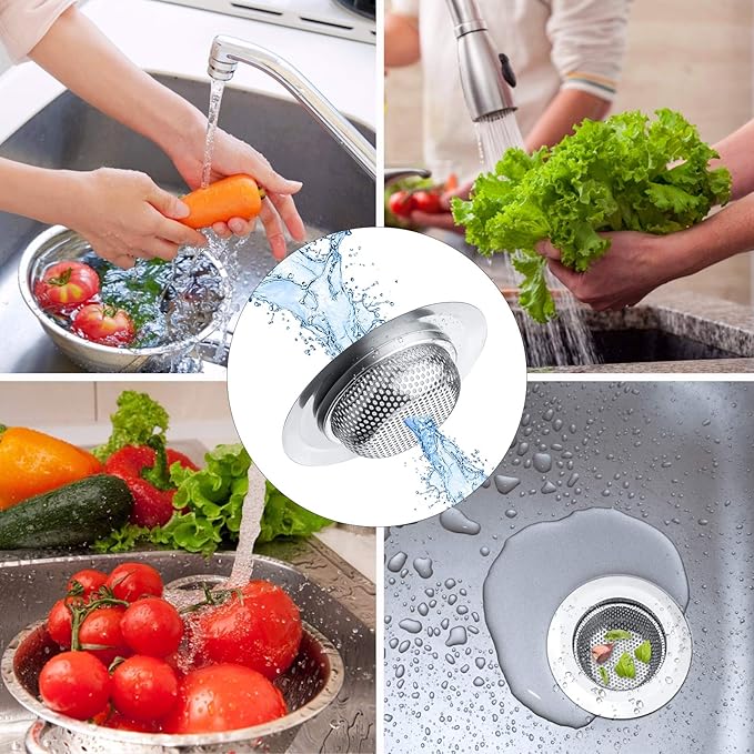 2 Pcs Kitchen Sink Strainer, Stainless Steel Drain Cover, Large Wide Rim 4.5"