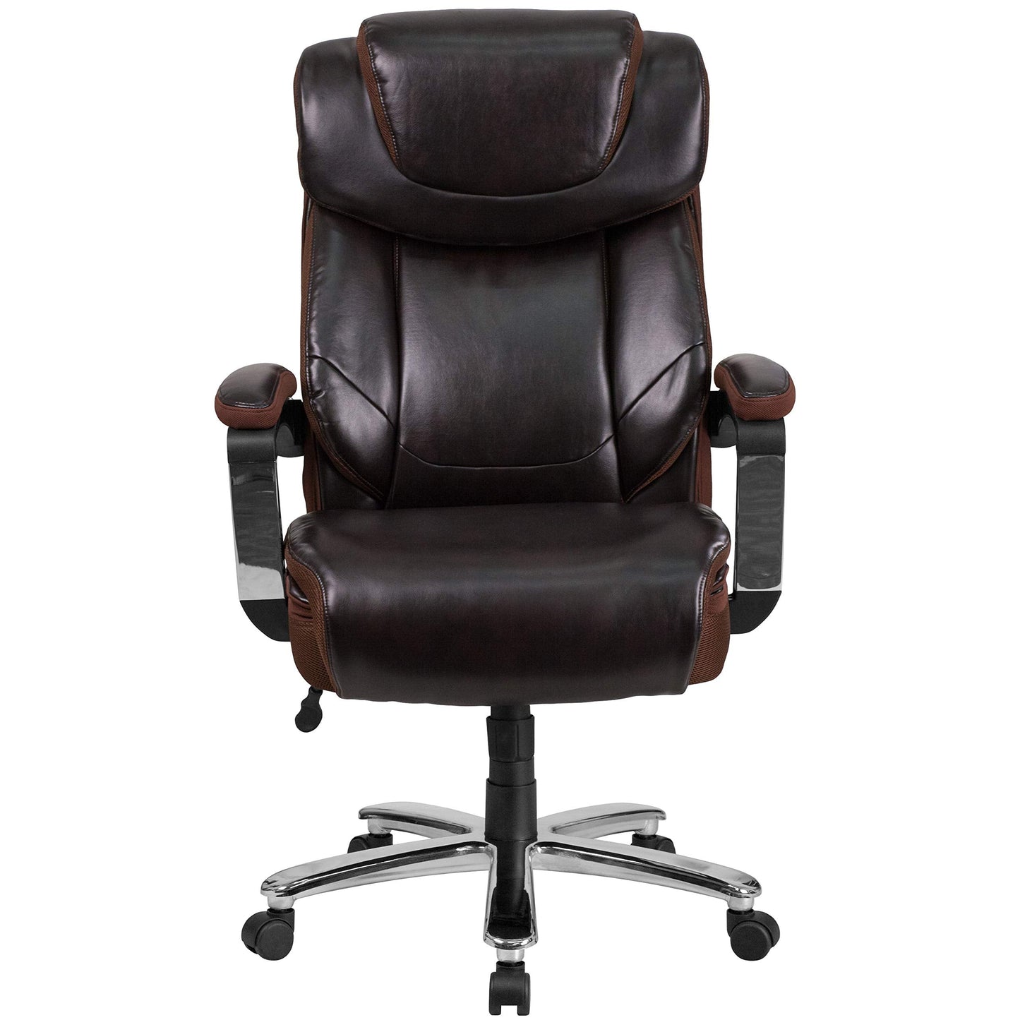 Flash Furniture Hercules Series High-Back Swivel LeatherSoft Office Chair, Ergonomic Executive Chair with Headrest and Adjustable Height, Brown
