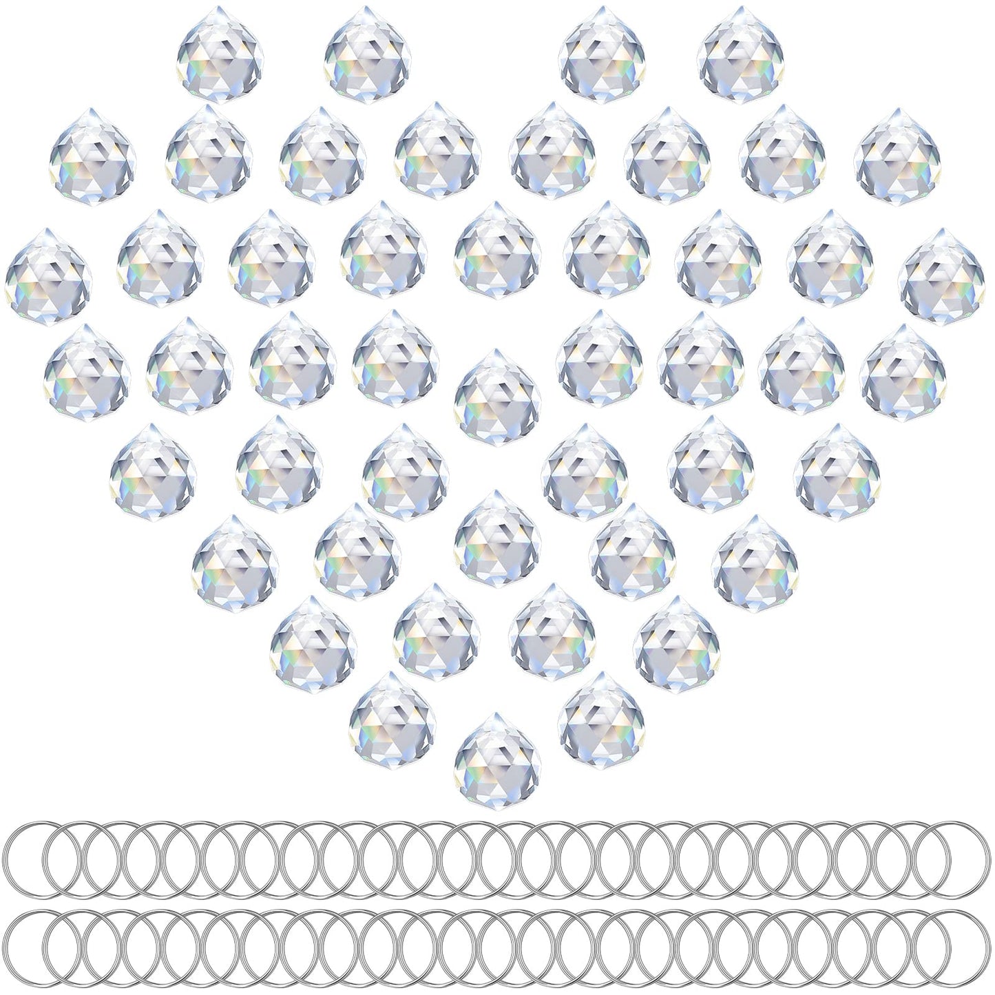 Sabary 48 Pcs Clear Crystal Ball Prism Suncatcher Sun Catcher Crystal Prisms for Chandeliers Rainbow Pendants Maker Hanging Crystals Prisms for Windows Feng Shui for Gift(Round,20 mm)