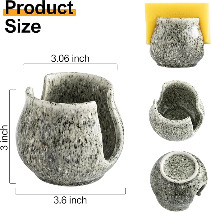 Ceramic Sponge Holder, Kitchen Sponge Holder Sink Caddy Organizer Dish Rack