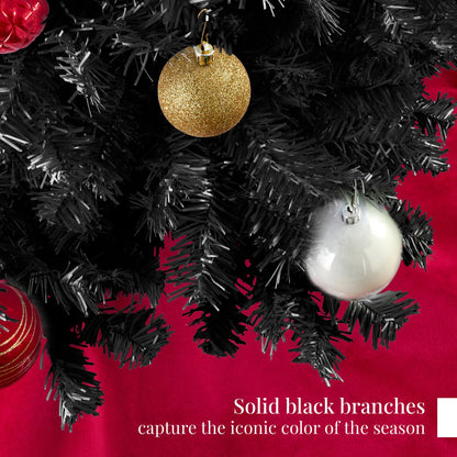 Best Choice Products 6ft Artificial Full Black Christmas Tree Seasonal Holiday Decoration for Home, Office, Party Decoration w/ 947 PVC Branch Tips, Metal Hinges, Foldable Base