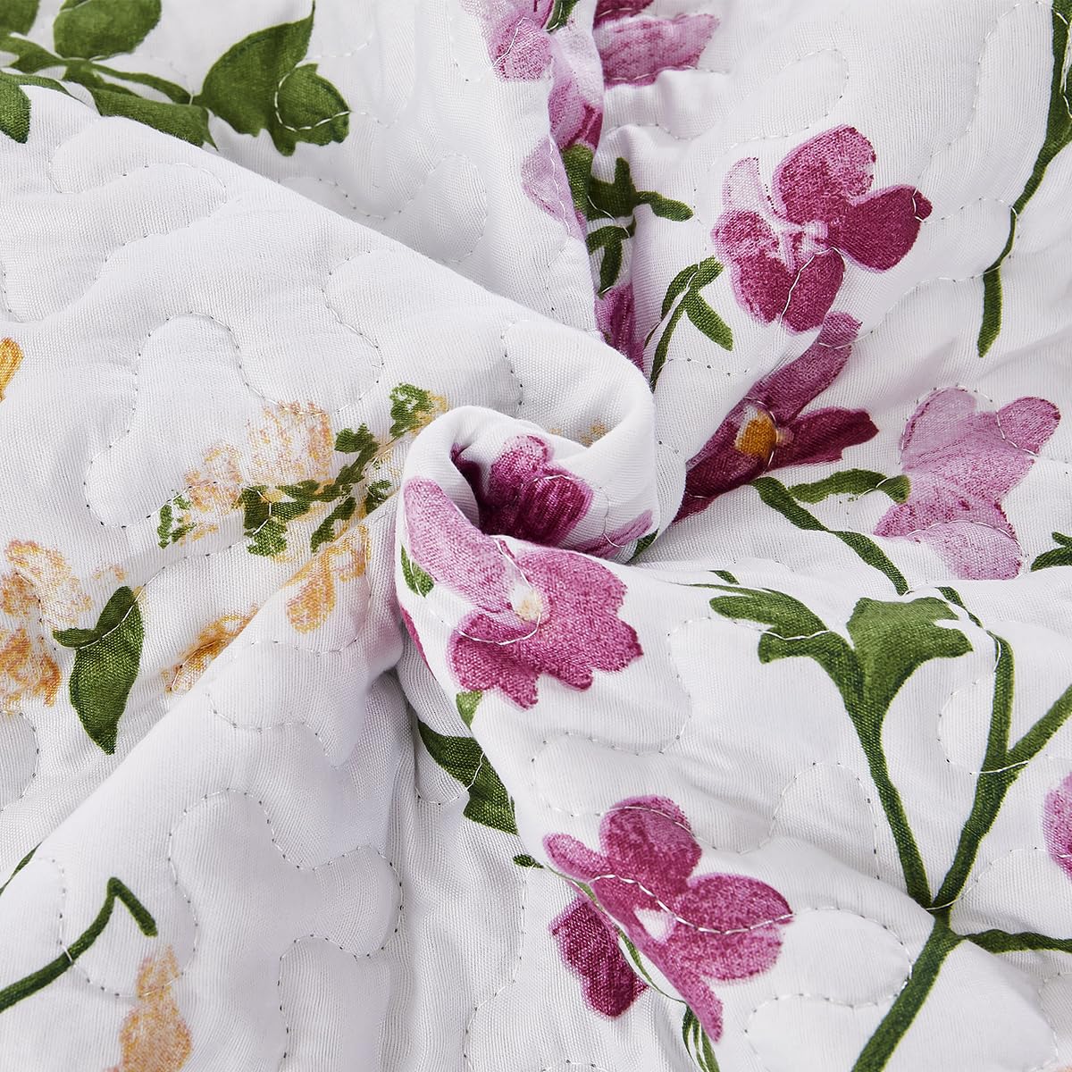 SANOCAY Boho Floral Quilt Set Queen Size 3 Piece Lightweight Summer Bedding Set with 2 Pillow Shams Soft Reversible Microfiber Bedspread Farmhouse Coverlet for All Season (Minimalist Floral, Queen)
