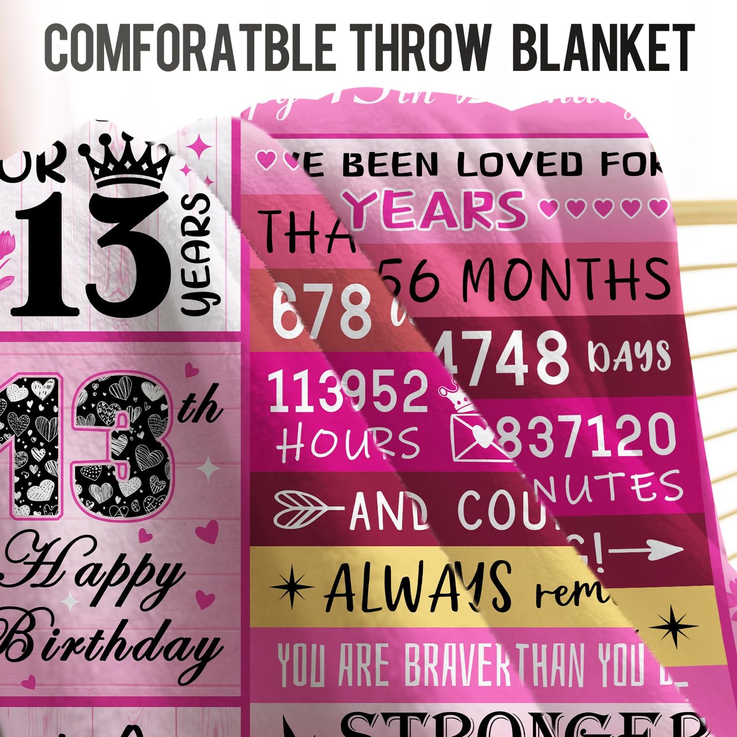 Levens Sweet 13 Gifts for Girls Boys, 13th Birthday Gifts for Girls, 13 Year Old Girl Birthday Gift Ideas, 16th Birthday Decorations, Happy 13th Birthday Presents for 13 Year Old Blanket 60"x50"
