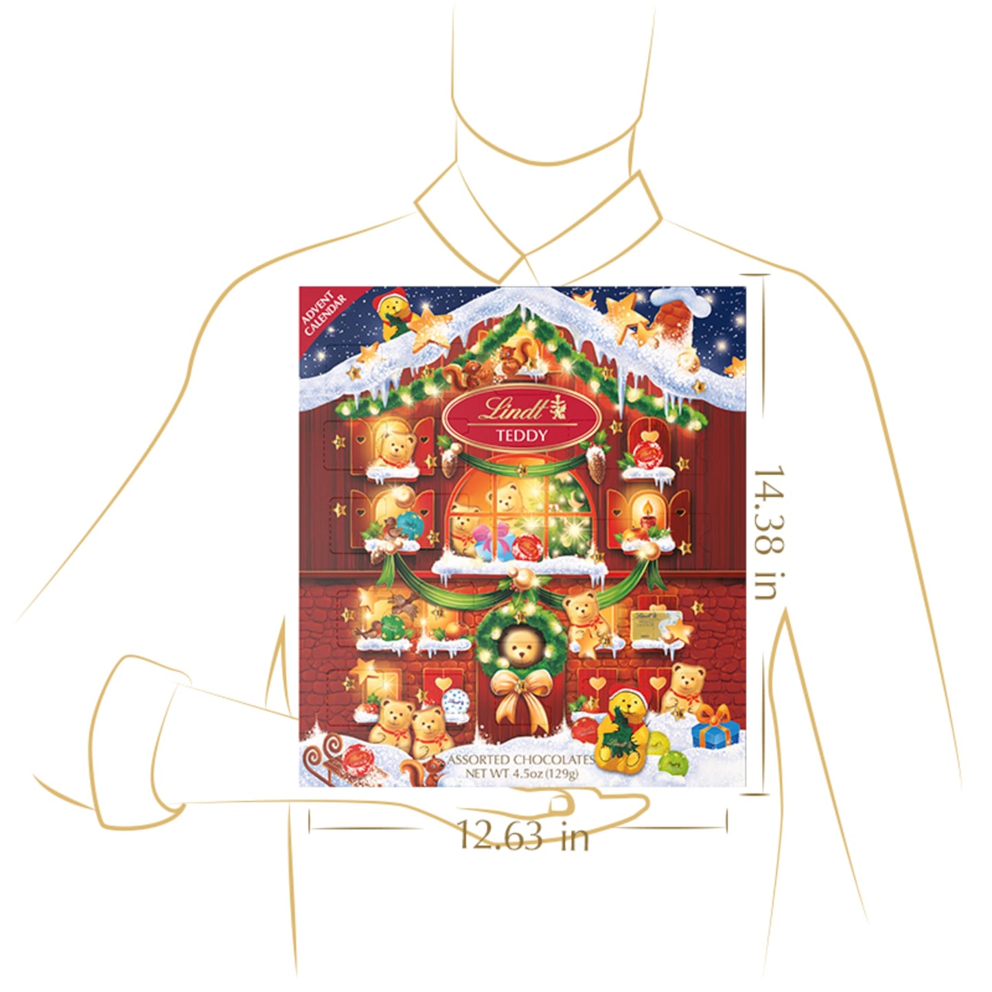 Lindt Holiday Teddy Bear Advent Calendar Assorted Chocolate Candy, 4.5 oz.