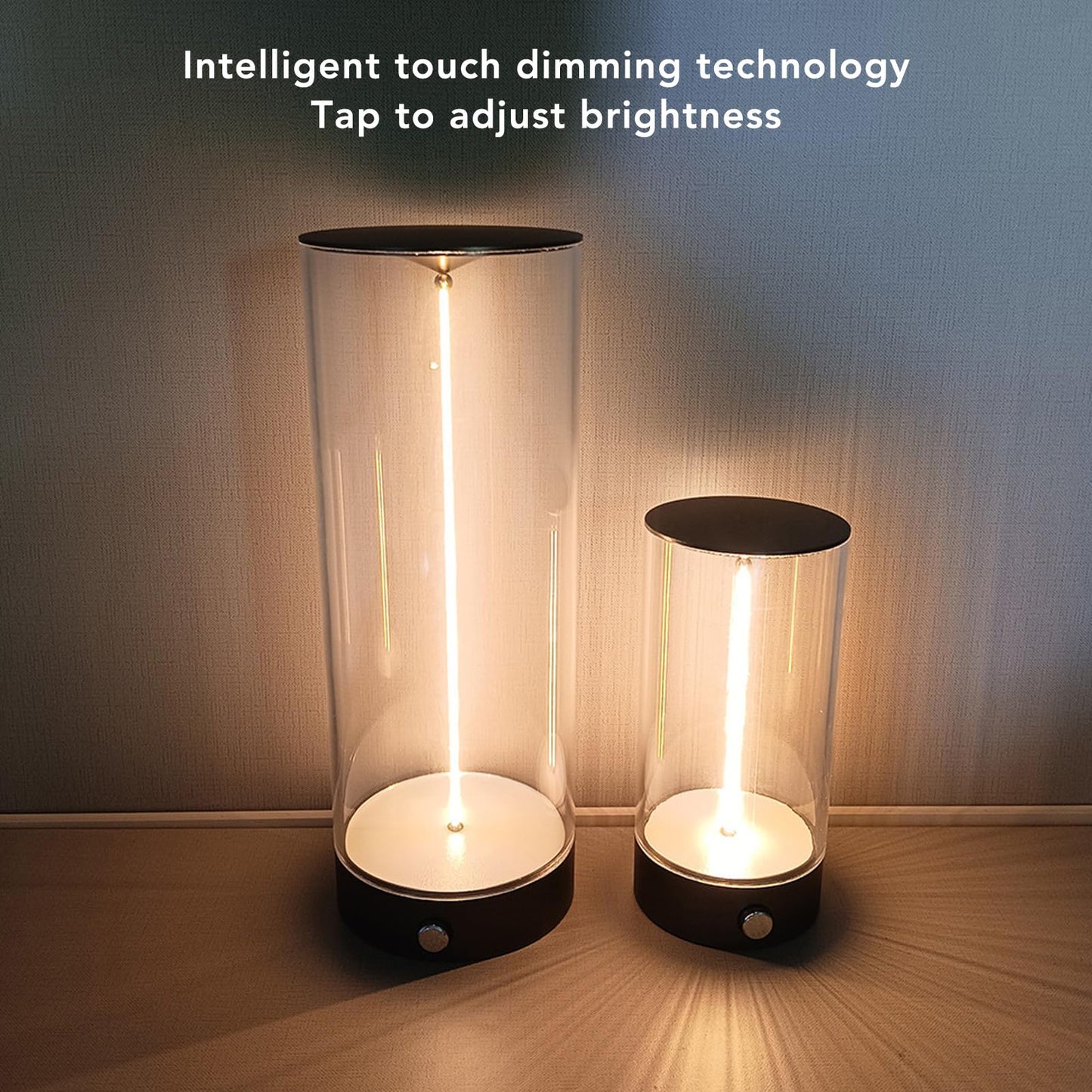 Jiawu Bedside Night Light, Modern Minimalist Dimmable Touch Lamp with Breathing Effect & Flexible Filament, USB Charging Portable LED Table Lamp for Bedroom Baby Nursery Living Room