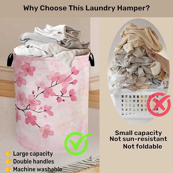 Pink Cherry Blossoms Laundry Basket