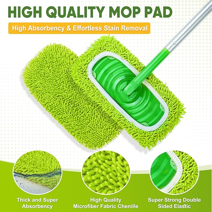 6-Pack Reusable Mop Pads Fit Swiffer Sweeper, Microfiber Cleaning Mop Pads